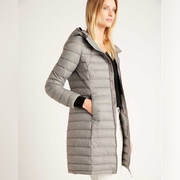 Quince Lightweight Down Long Puffer Jacket Sz XS NEW Grey - Picture 1 of 3